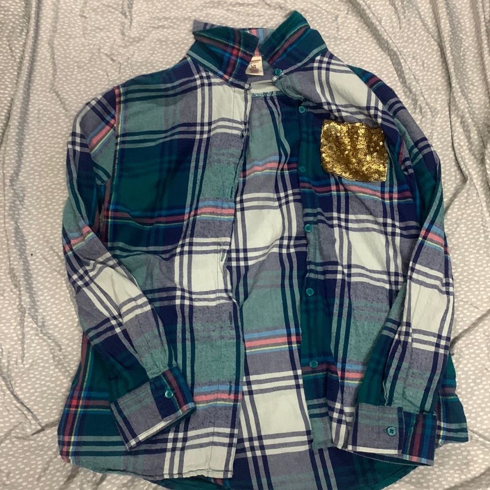 Girls MultiColor Button Up Flannel